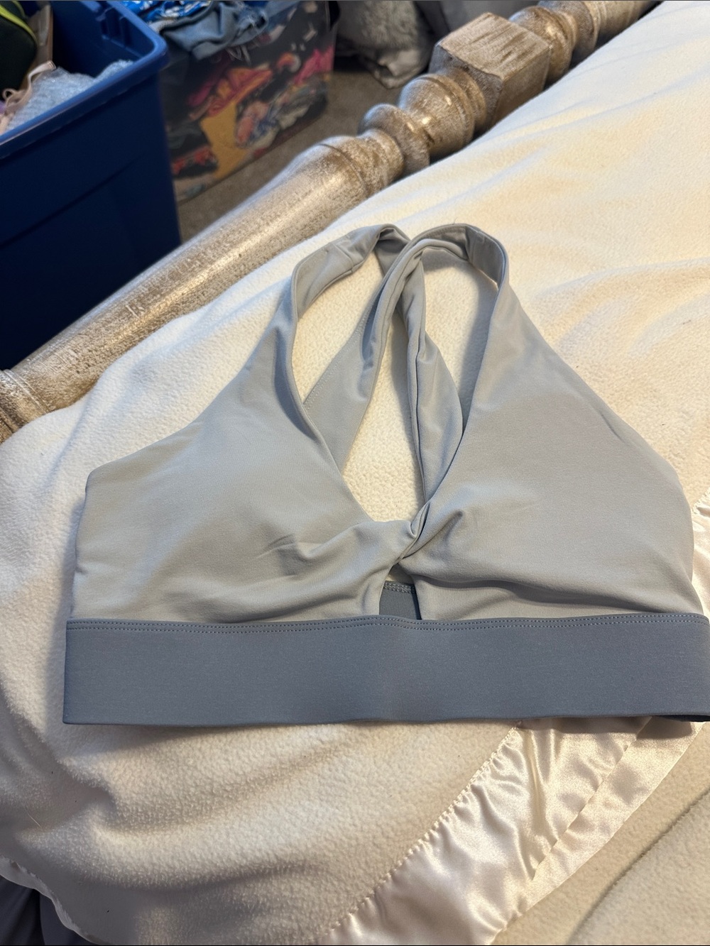 Fabletics Light Gray Halter Twist Sports Bra